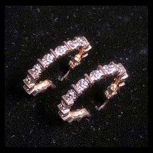 Gold Plated Diamond Accent Hoop Earrings